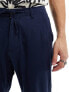 Selected Homme slim tapered linen mix trouser in navy