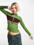 Daisy Street collar detail rib 90s jumper in green