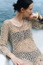 Crochet kaftan dress with tassels