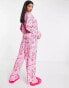 Фото #2 товара ASOS DESIGN modal floral shirt & trouser pyjama set in pink