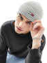 Tommy Jeans ribbed flag logo beanie in grey