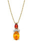 ფოტო #1 პროდუქტის Citrine (3/4 ct. t.w.), Garnet (1/4 ct. t.w.) & Diamond Accent 18" Pendant Necklace in 14k Gold