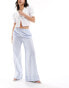 Pimkie drawstring wide leg drawstring trousers in blue and white stripe