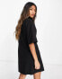 ASOS DESIGN twill mini shirt dress in black