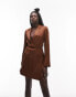 Фото #8 товара Topshop satin mini blazer dress in chocolate