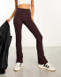 adidas Originals essentials ribbed flared trousers in shadow brown