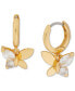 ფოტო #1 პროდუქტის Gold-Tone Crystal Social Butterfly Huggie Hoop Earrings, 0.75"