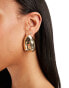 ASOS DESIGN oversized stud earrings with hammered teardrop detail in gold tone