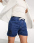 ASOS DESIGN pull on shorter length denim shorts in mid wash blue Синий, W26 - фото #2