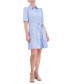 Women's Elbow-Sleeve Belted Stretch Crepe Shirtdress