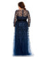 ფოტო #5 პროდუქტის Plus Size Floral Applique Long Sleeve A Line Gown