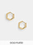 Orelia gold plated hexagon huggie hoop earrings in gold plate