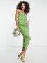 Фото #1 товара Envii ruched midi dress in lime green sparkle