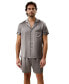 ფოტო #1 პროდუქტის Men's 22 Momme Contrast Trim Short Silk Pajama Set for Men