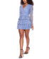 ფოტო #4 პროდუქტის Juniors' Metallic V-Neck Belted Tiered Dress