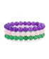 ფოტო #1 პროდუქტის Set Of 3 Dyed Purple Amethyst Pink Rose Quartz Green Aventurine 8MM Ball Bead Stones Stretch Bracelet For Women Set