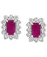 ფოტო #2 პროდუქტის EFFY® Ruby (3/4 ct. t.w.) & Diamond (1/10 ct. t.w.) Halo Stud Earrings in Sterling Silver