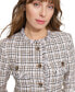Фото #4 товара Women's Tweed Fringe-Trimmed Button-Down Jacket