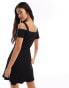 Фото #4 товара Miss Selfridge lace insert mini dress in black