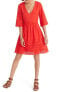 Фото #2 товара Madewell 153436 Women's Eyelet Lattice Dress V-Neck Bright Poppy Sz. 00