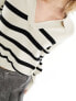 Фото #3 товара Noisy May knitted stripe polo in oatmeal