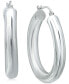 ფოტო #1 პროდუქტის Medium Tube Hoop Earrings in Sterling Silver, 1.1", Created for Macy's