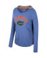 Women's Royal Florida Gators Distressed Heather Long Sleeve Hoodie T-shirt