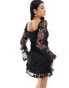 Love Triangle sweetheart neck lace mini dress in black Черный, 42 - фото #4