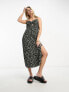 Фото #1 товара New Look ruched front strappy midi slip dress in black ditsy floral
