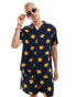 Hunky Trunks wavy sun beach shirt co ord in navy