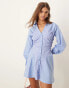 Фото #1 товара ASOS DESIGN ruched pannel mini shirt dress in stripe mix