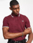 Fred Perry twin tipped logo polo in burgundy Бордовый, XS - фото #1