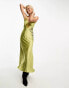 Reclaimed Vintage limited edition cami maxi dress with embroidery in green satin