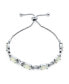 ფოტო #2 პროდუქტის Gemstone Iridescent Oval Figure 8 & White Created Opal Tennis Infinity Bolo Bracelet For Women .925 Sterling Silver Rhodium Plated Adjustable Slide 7"