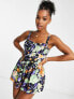 Фото #1 товара ASOS DESIGN twill corset flippy playsuit in floral print