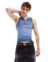 COLLUSION Ribbed muscle festival vest in blue with wash and print BLAU, 3XL - Chest 50-52 - фото #1