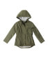 Big/Toddler Girls Army Green Fuzzy Sherpa Lined Twill Coat with Hood