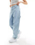 Dr Denim Faye Worker baggy fit mid waist wide leg jeans in pebble superlight retro wash