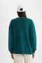 Oversize Fit Bisiklet Yaka Kalın Sweatshirt B1980ax23au