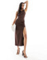 4th & Reckless slinky sleeveless knot side midaxi dress in brown