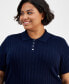 Plus Size Ribbed Short-Sleeve Polo Sweater