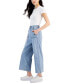 Women's Cotton High-Rise Wide-Leg Denim Sailor Pants