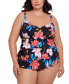 Фото #1 товара Plus Size Tiered Floral-Print One Piece, Created for Macy's