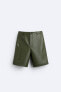Leather effect cargo bermuda shorts