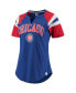 Women's Royal and Red Chicago Cubs Game On Notch Neck Raglan T-shirt