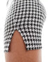 ASOS DESIGN mini pelmet skirt with front split in mono check