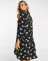 Whistles falling floral flippy dress in black