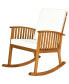 Acacia Wood Rocking Chair Patio Garden Lawn W/ Cushion