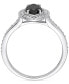 ფოტო #3 პროდუქტის Black Diamond (1 ct. t.w.) & White Diamond (1/4 ct. t.w.) Marquise-Cut Halo Engagement Ring in 14k White Gold