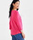 Petite Square-Neck Cotton 3/4-Sleeve Top, Created for Macy's